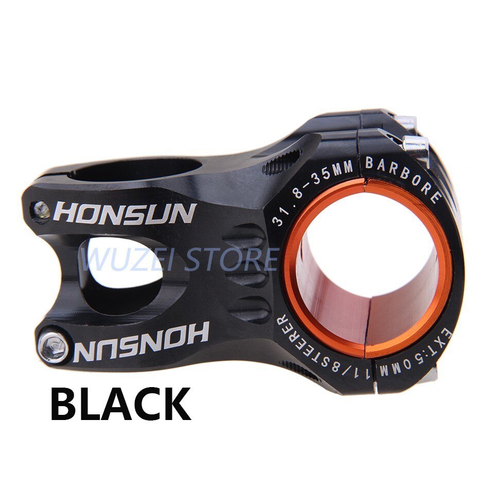 Honsun mountainbike 50/70mm højstyrke letvægts styr stig 35mm /31.8mm stamme til xc am mtb mountainbike del: Sort 0 grader