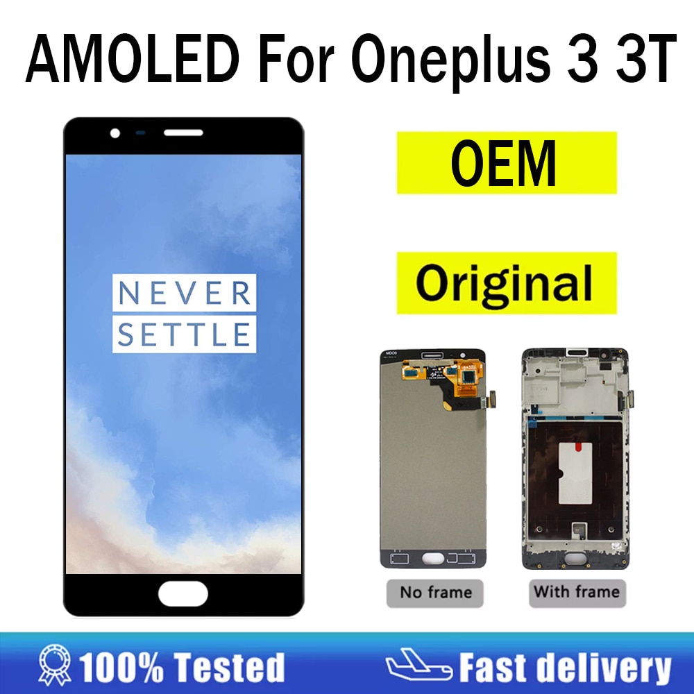 NEUE 100% Original AMOLED OEM Für Oneplus 3 LCD Anzeige Touchscreen Mit Rahmen Montage Für eins Plus 3T a3003 LCD Bildschirm Anzeige