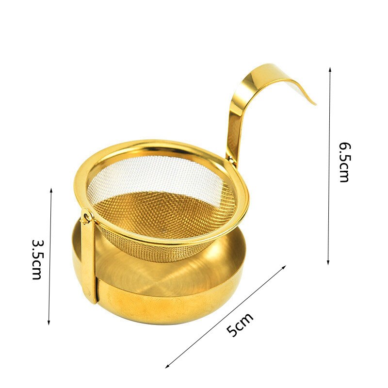 Stainless Steel Rotatable Tea Strainer Tea Infuser with Handle Fine Tea Mesh Tea Drain Tea Filter Sieve Teaware Kitchen Gadgets: A-Gold