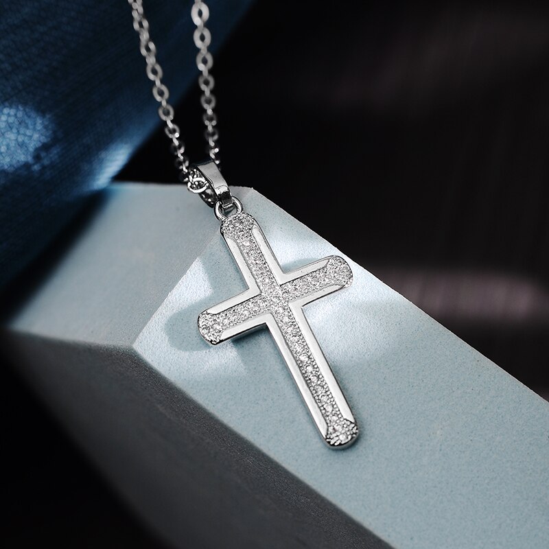 Retro Classic Shiny Crystal Cross Necklace for Women Cubic Zirconia Cross Choker Pendants Female Religious Jesus Jewelry: 19