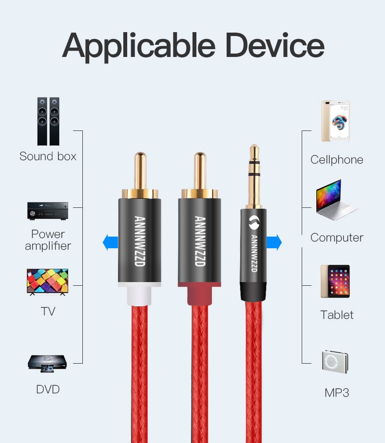 RCA Kabel 2RCA zu 3,5 audio kabel 3,5mm jack rca aux kabel 0,5 m 1m 2m 3m 5m Für telefon Edifer Heimkino DVD 2RCA audio kabel