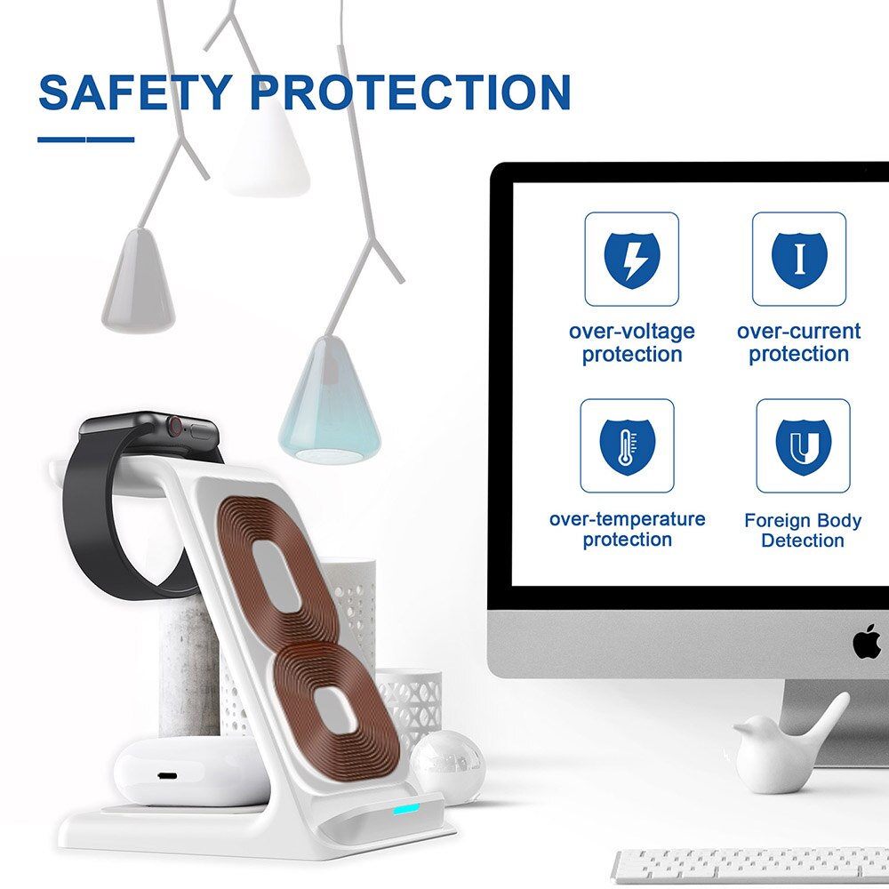 Qi Wireless Charger For iPhone 13 12 11 XS XR X 8 Charging Stand Holder Station for Airpods Pro iWatch 7 Induction Fast Chargers