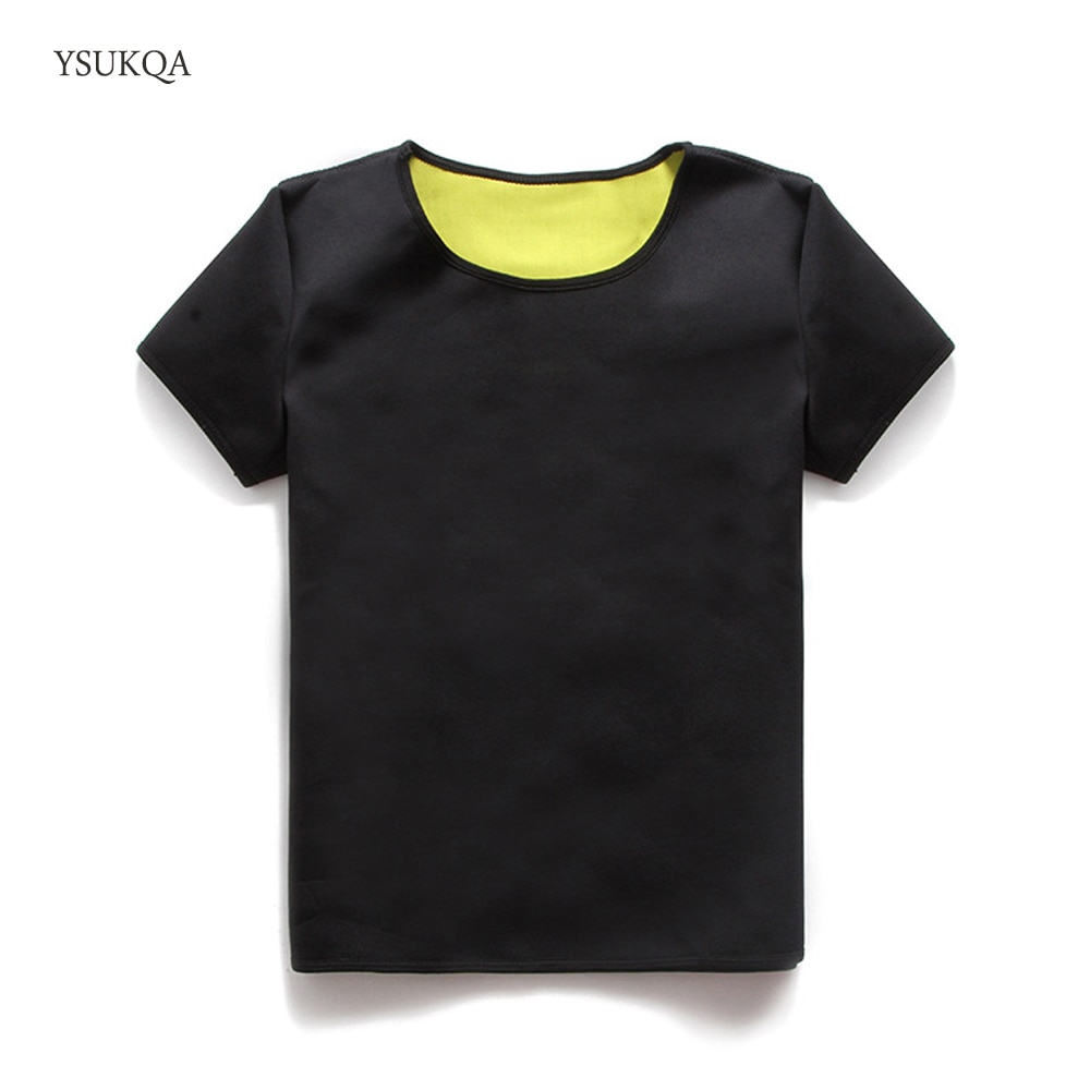 YSUKQA Neopreen Afslanken T-Shirt Taille-Trimmer Corset Controle Korte Mouwen Zweet Shapewear