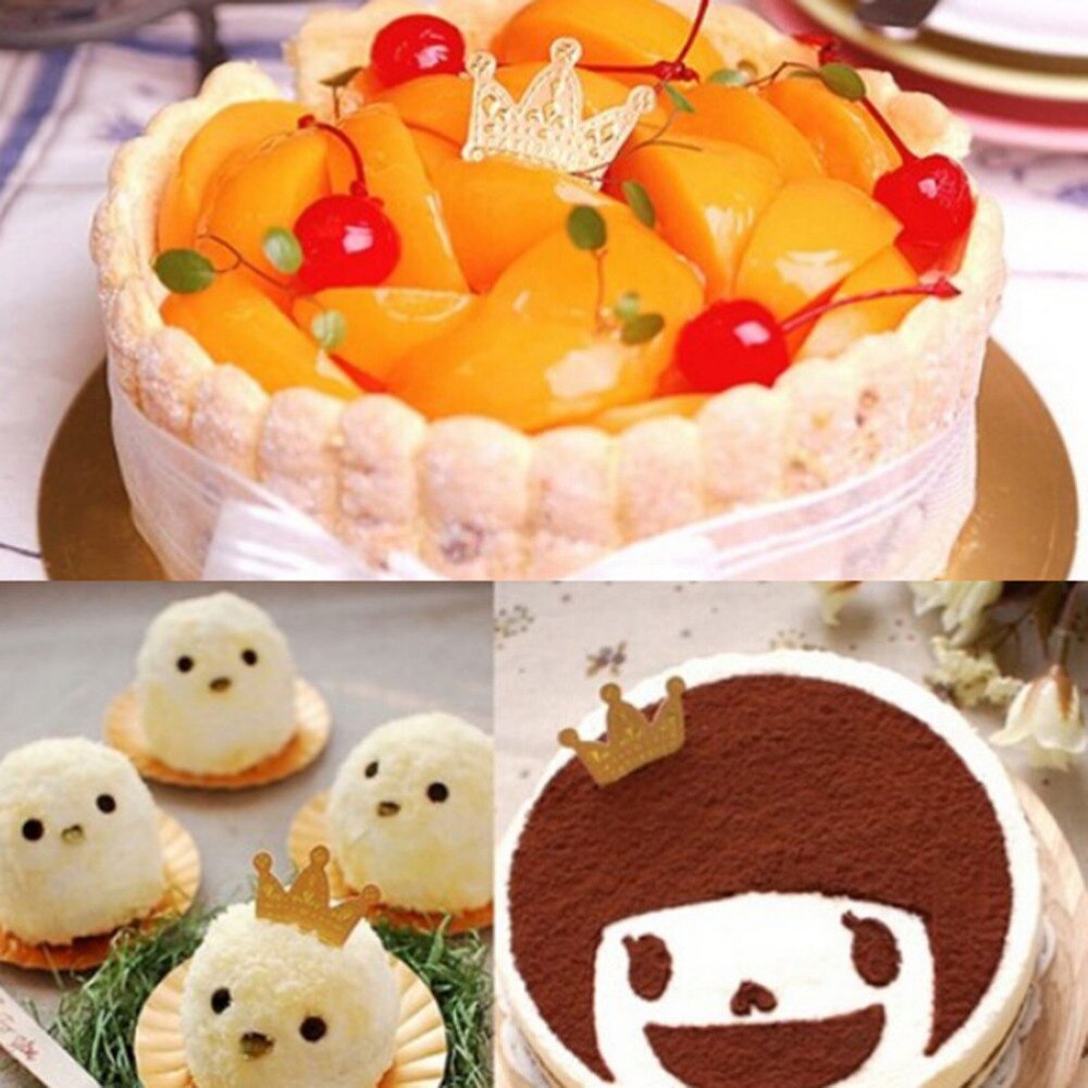 10pcs Cute Gold Princess Crown Cake Tooper Paper Topper Favors Party Cake Cupcake Picks Baby Shower Wedding Birthday Decorations