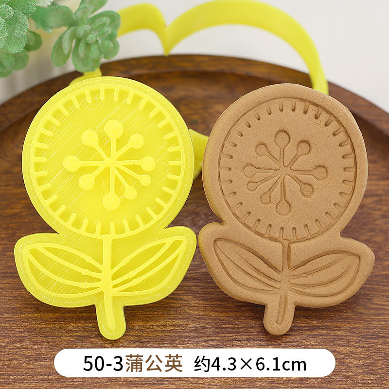 Molde para galletas con flor de Rosa para el día de la madre, molde para galletas con dibujos animados de flor de cerezo, para hornear, DIY, 3D, para prensar galletas a mano: 03