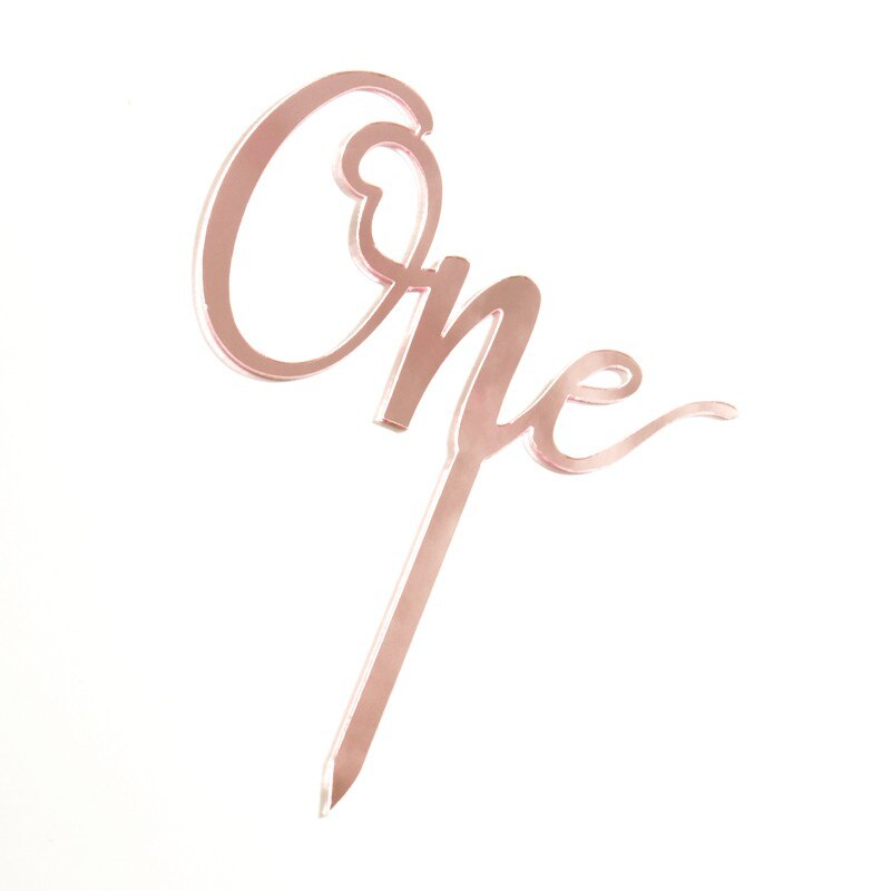 Acrylic Cake Topper One 1st Birthday Cake Decoration for Boys and Girls: Rose gold