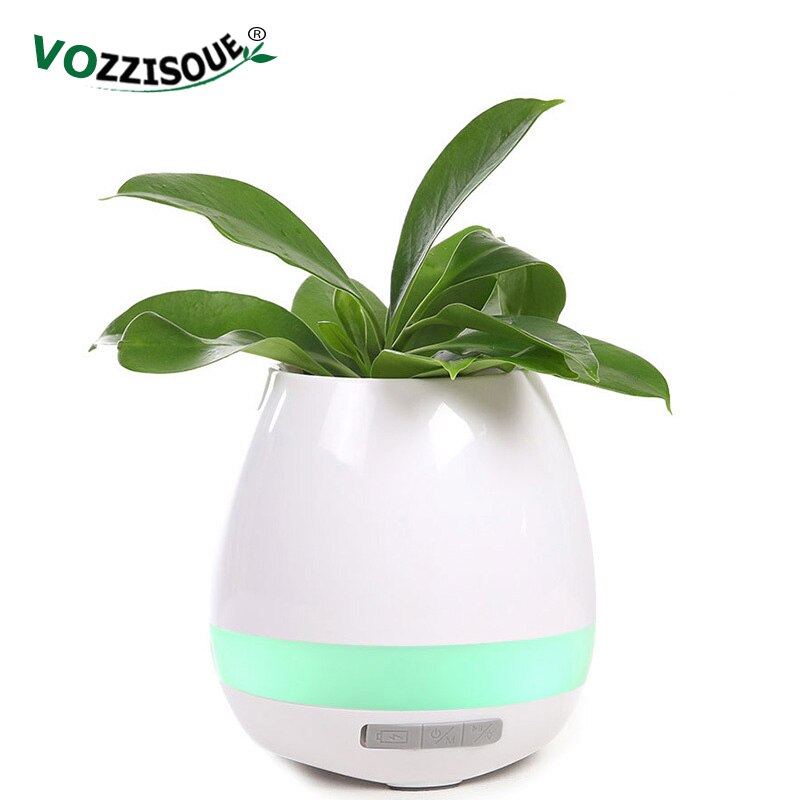 Bluetooth Speakers Music Flowerpot Smart Plant Pots Plastic Pot Finger Touch LED Night Light Home Desk Decorative Pots: Default Title