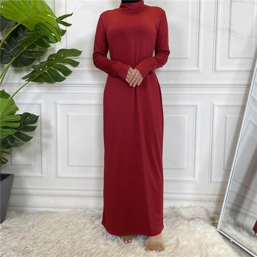 Vestido Abaya modesto para mujer, Vestido informal con cuello de tortuga, Hijab, Vestido interior musulmán para mujer, Maxi bata caftán turco, ropa islámica
