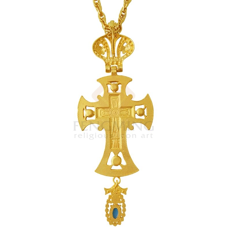 Ortodokse græske præstekors jesus krucifiks vedhæng forgyldt guld rhinsten klassiske krydskæder religiøse håndværksartikler