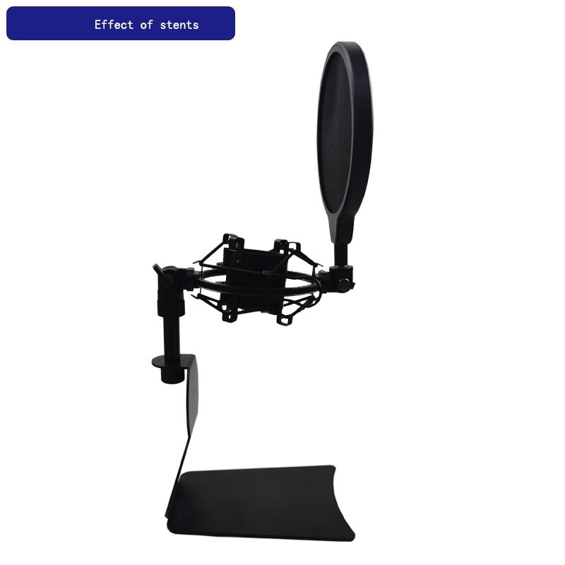 Desk Microphone Holder with Windshield Shock Mount L Shaped Microphone Stand Mount Non Slip Mic Bracket
