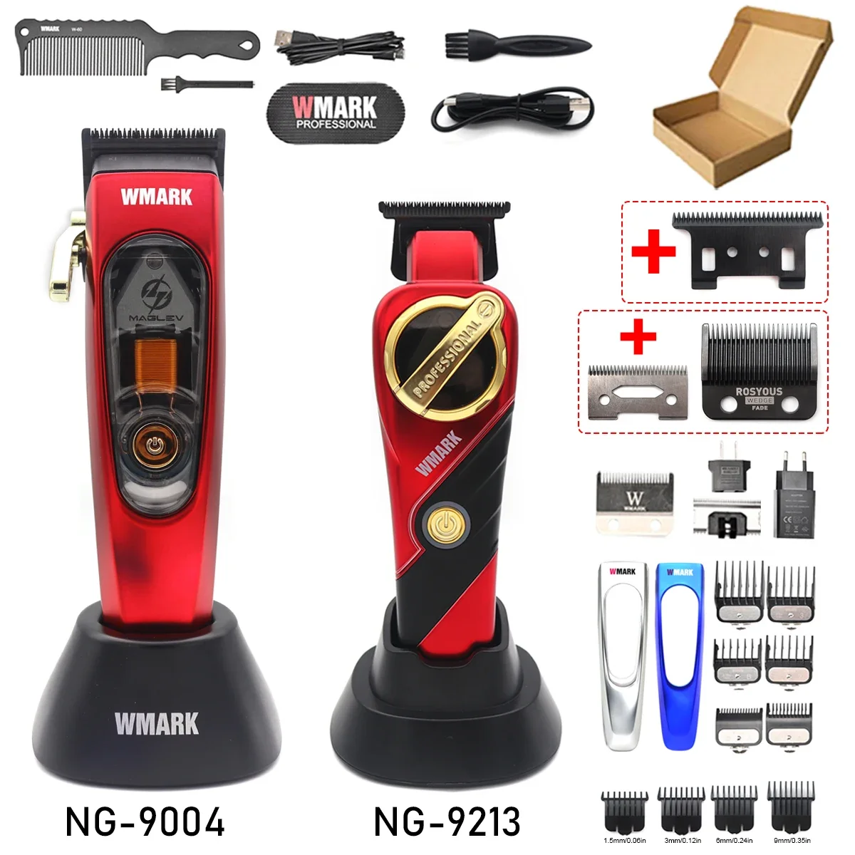 WMARK NG-9213 for Men Finishing Machine 9000 RPM Magnetic Motor Zero Gapped DLC T-Blade Hair Trimmer Hair Clipper