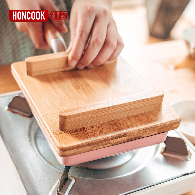 Japanese Sushi Bamboo Wood Pan Tray Plate Food Tamagoyaki Rectangular Wood Cover Lid