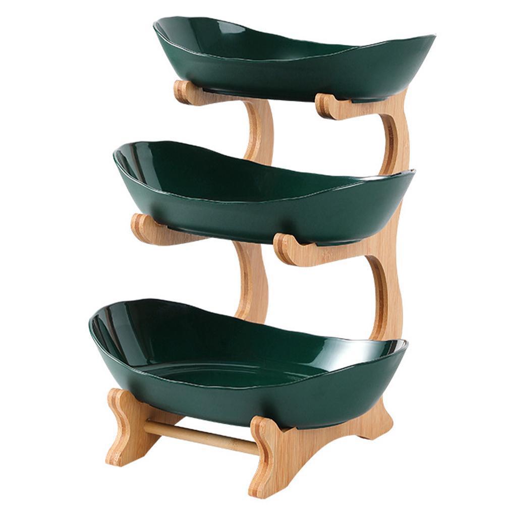 Bowl Food Fruit Plates Set Tableware Table Plates For Serving Plates Dinnerware Wooden Partitioned Dish Snack Candy Cake Stand