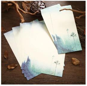 Conjunto de 4 letras de papel y 2 sobres de estilo chino, sobre Vintage para tarjetas de felicitación, papelería de postales, de viaje: C