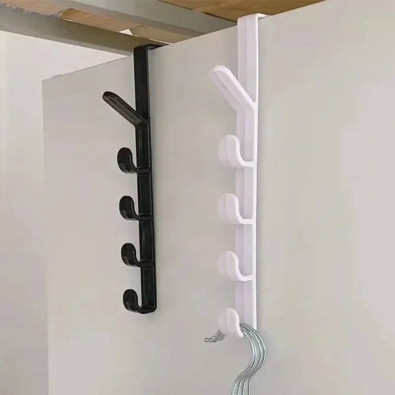 Perchero portátil multifuncional para armario, colgador de toallas detrás de la puerta, 5 ganchos, cocina y baño