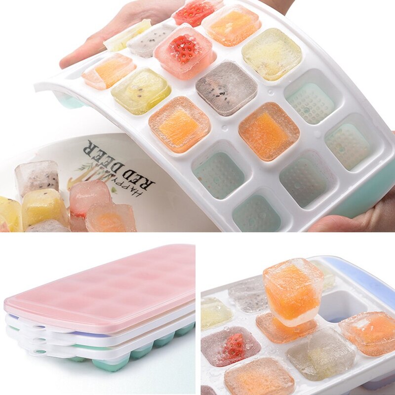 Ice Block Trays 3 Packs Flexible Silicone Ice Trays with Spill-Resistant Lids Easy Release Ice Trays Make 63 Ice Block, BPA Free