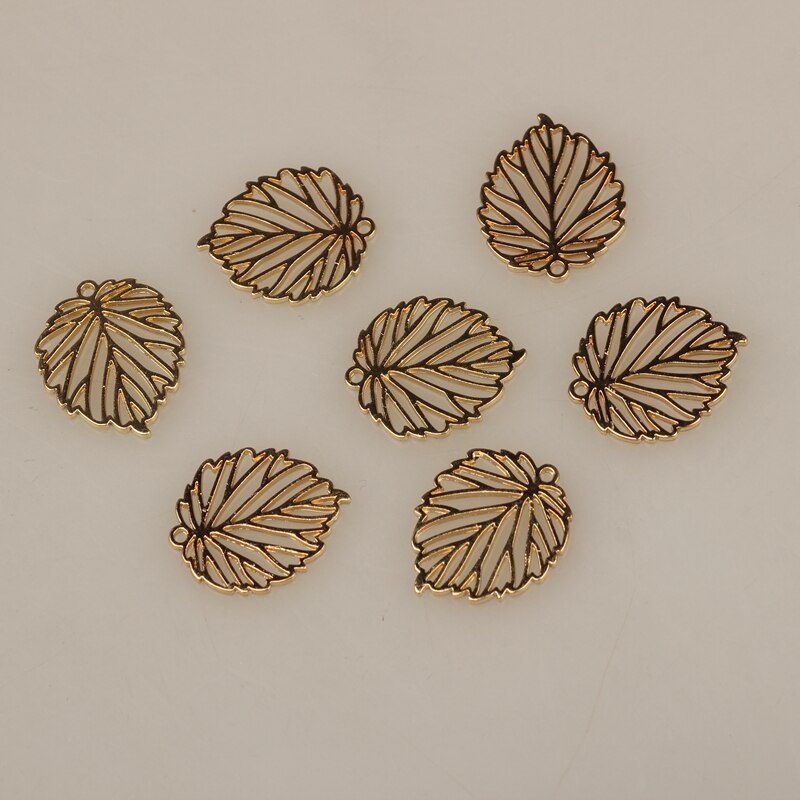 22mm 10 stks/partij Zinklegering Charms Hanger Gold Hollow Bladeren Vorm Charmes Voor DIY Sieraden Maken Vinden Accessoires