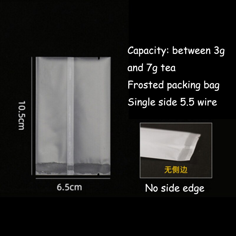 Sachet d&#39;emballage alimentaire sous vide, sachet intérieur à usage unique pour thé, fleur, petit sachet à bulles: Frosting 105x65mm