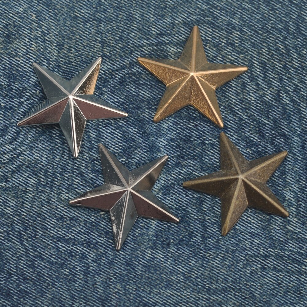 60 set/lote 29mm de aleación de zinc de remaches de metal star vaqueros prendas remaches alumbre de níquel negro bronce dorado ZD-026