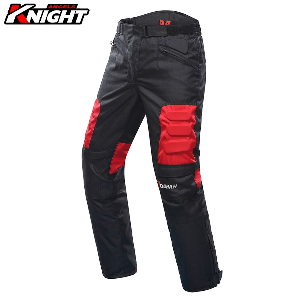 DUHAN Motorrad Hosen Männer Winddicht Schutz Getriebe Moto-Cross Hosen Motorrad Reiten Hosen Radfahrer Ski Moto Hosen Wasserdicht: DK-02 rot / L