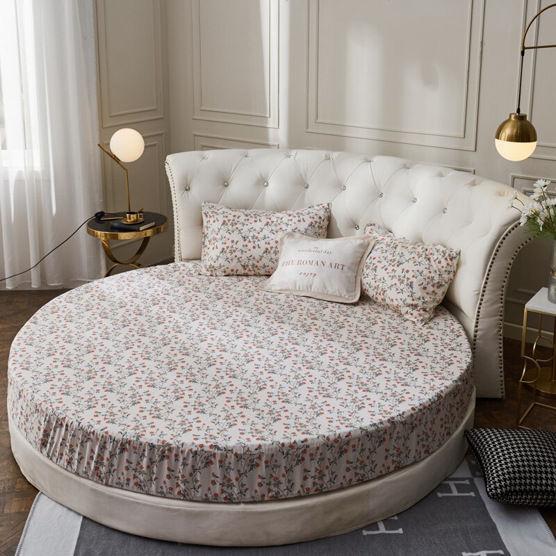 Elastic Fitted Sheet Home Round Bed Sheets Double Couple Mattress Bed Cover 200 220 Cm Full Queen King Style Bedspread: 050 / 200X200CM
