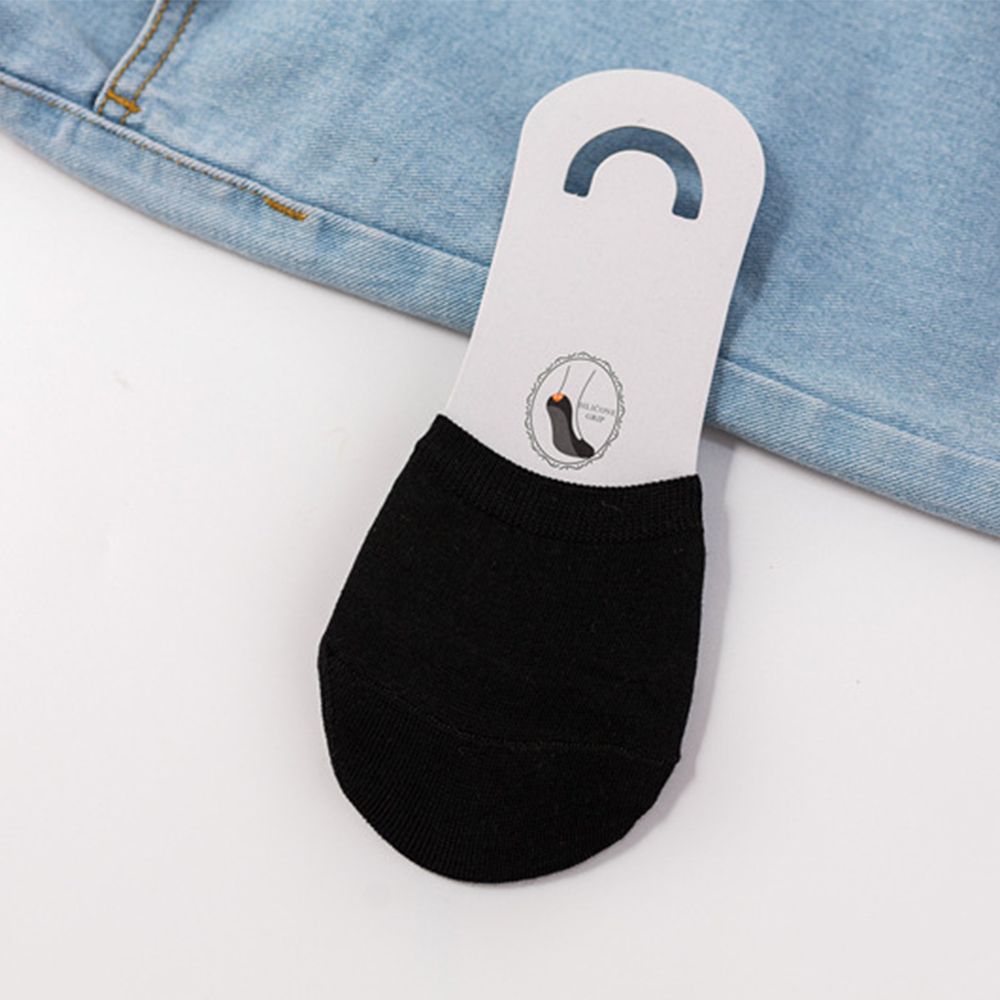 Woman Summer Forefoot Socks Thin Cotton Sweat Socks Non-slip Slippers High Heels Invisible Breathable Half Foot Socks: Black