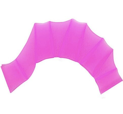 Men Women Child Half finger Silicone Swimming Fins Swim Pool Sports Training Hand Webbed Gloves Flippers Paddles Equipment: Pink / L