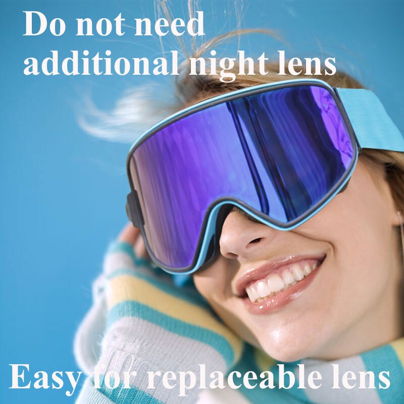 Ski Goggles 2 in 1 with Magnetic Dual-use Lens for Night Skiing Anti-fog UV400 Snowboard Goggles Men Women Ski Glasses