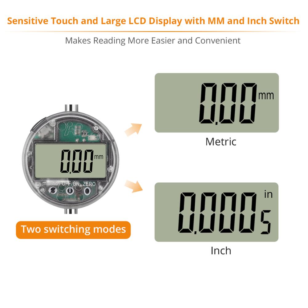 Touch Switch Digital Dial Indicator 0.01mm/0.0005'' 12.7mm/0.5'' High-Precision Measurement DTI Gauge Dial Test Indicator