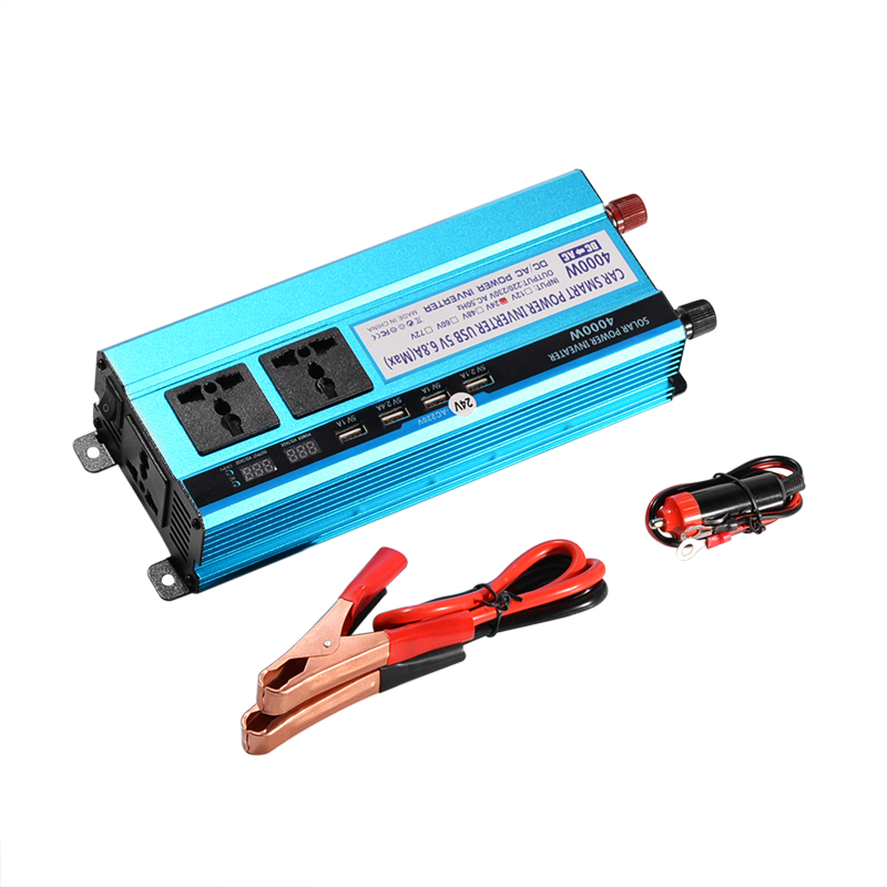 4000W Wandler 12V/24V/48V Zu 220V Spannung Konverter Transformator Doppel LED-anzeige 4 USB Auto Solar- verdreifachen Energie Wandler