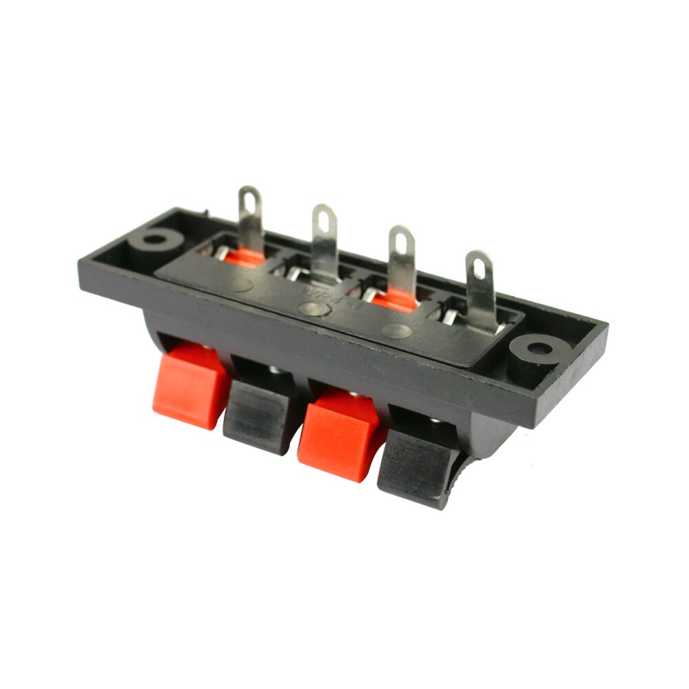 GHXAMP 4 Way Amplifier Speaker Terminal Strip Block Spring Push Release Connector High Quatily Thick ABS Plastic 2pcs