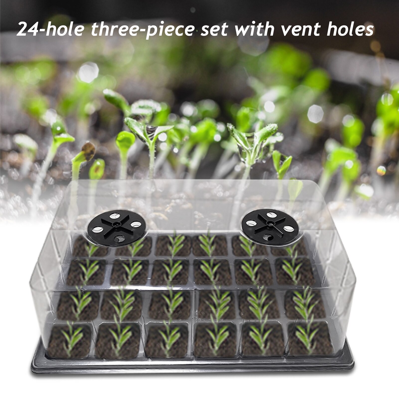 Germination Kit Seedling Starter Flower Grow Durable Seed Starter Growing Trays Kit Plant Seedlings Plants Dome + Base