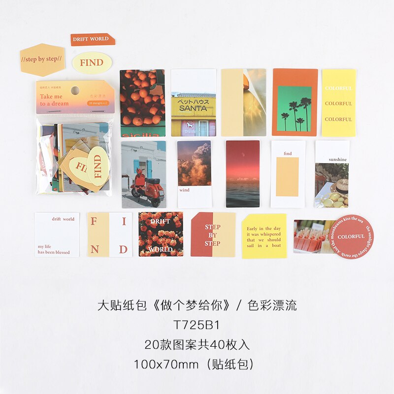 40pcs landscape text decoration stationery stickers aesthetic journals scrapbook planner project symbol aesthetics LOMO: B