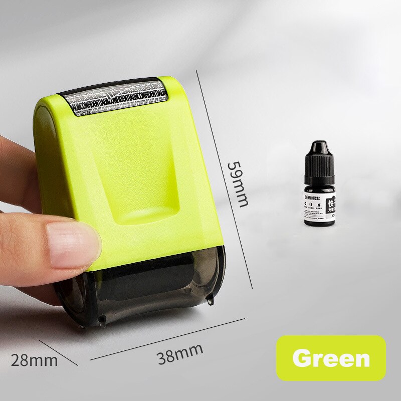 Rouleau tampon confidentiel renseignements personnels protéger timbre Bill Anti-divulgation sceau daube outil de bureau: Green