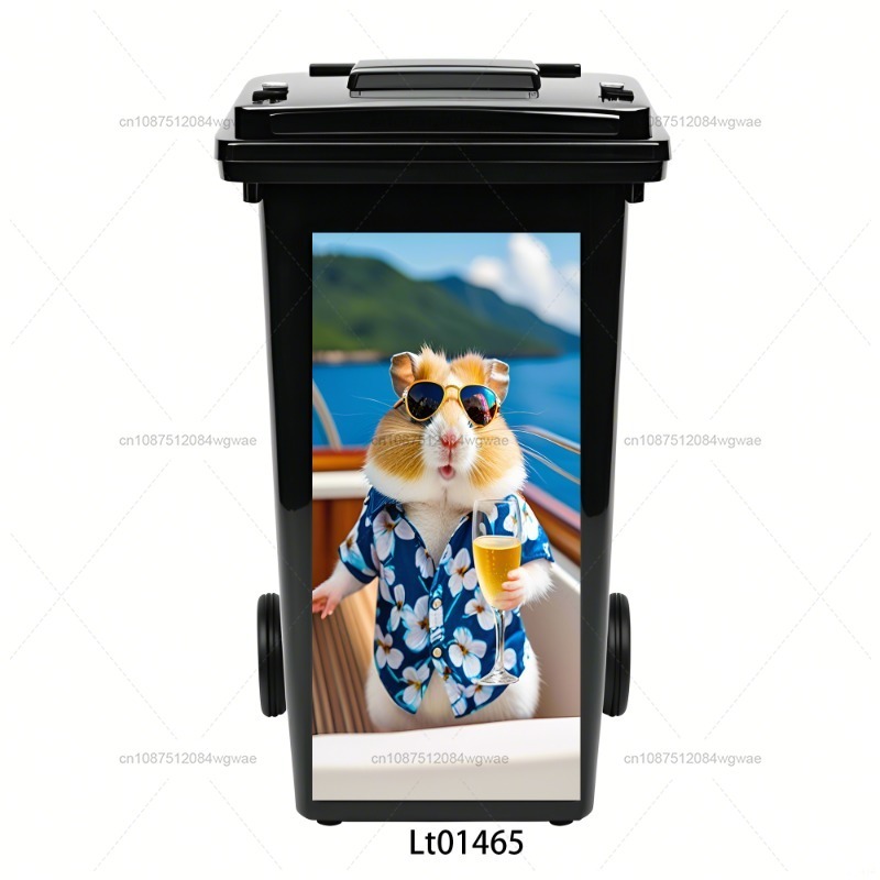 Grappige Dieren Hamster Vuilnisbak Sticker Milieuvriendelijke Verwijderbare Waterdichte Prullenbak Decoratieve Sticker: XL / Paars