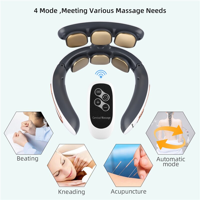 CkeyiN 6 Elektrische Massage Puls Nacken Massagegerät Wärme Schmerzen Linderung kabellos Intelligente Tiefe Gewebe Tragbare Nacken Massagegerät