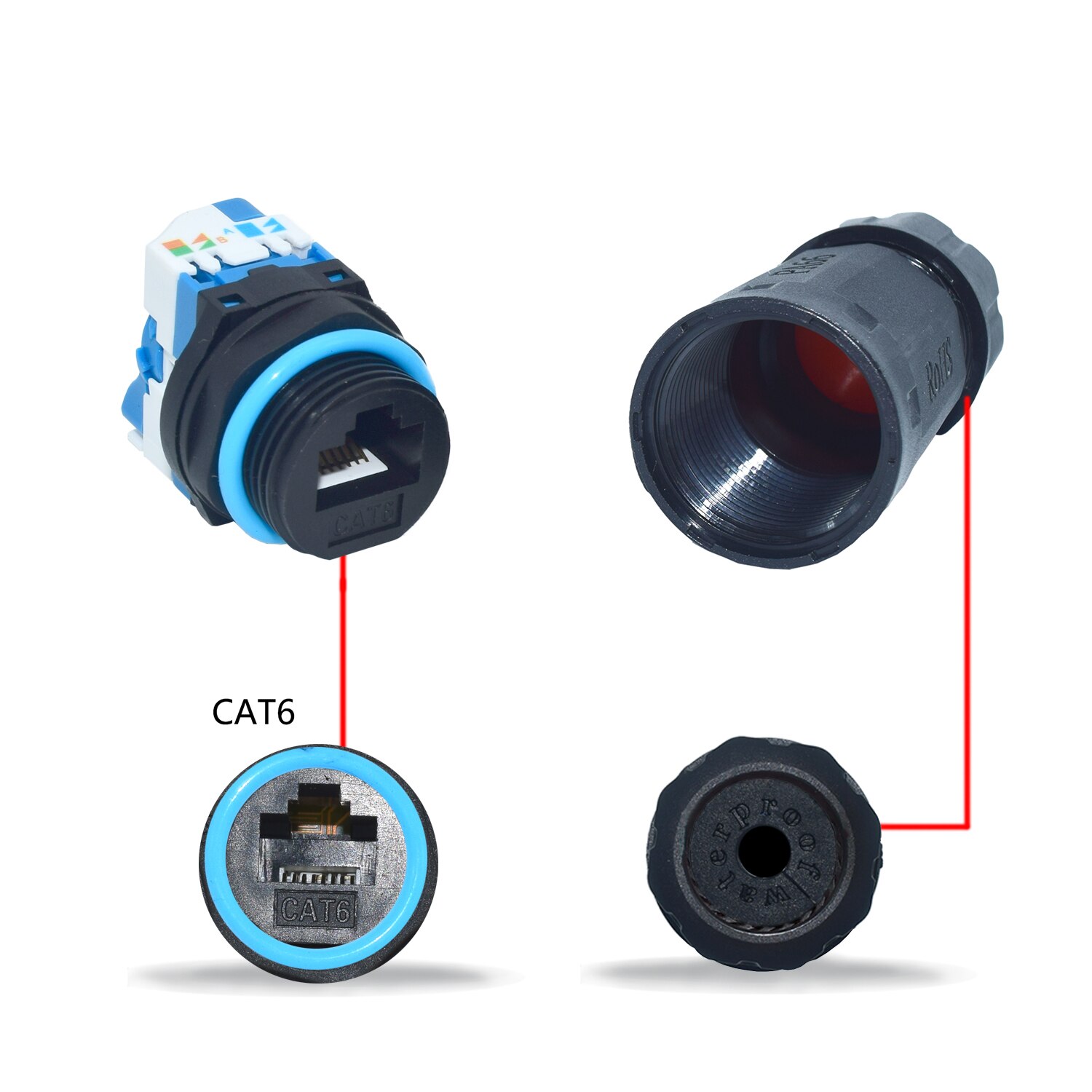 RJ45 Waterproof Connector IP68 Cable Connector, Panel Mount Coupler Female to Female, with Shielding Cable Coupler-CAT5E-YMP20