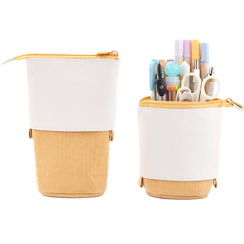 Retractable Pencil Case Sequins Rainbow Large Capacity Multi Pockets School Stationery Bag Pen Case Canvas Pen Holder