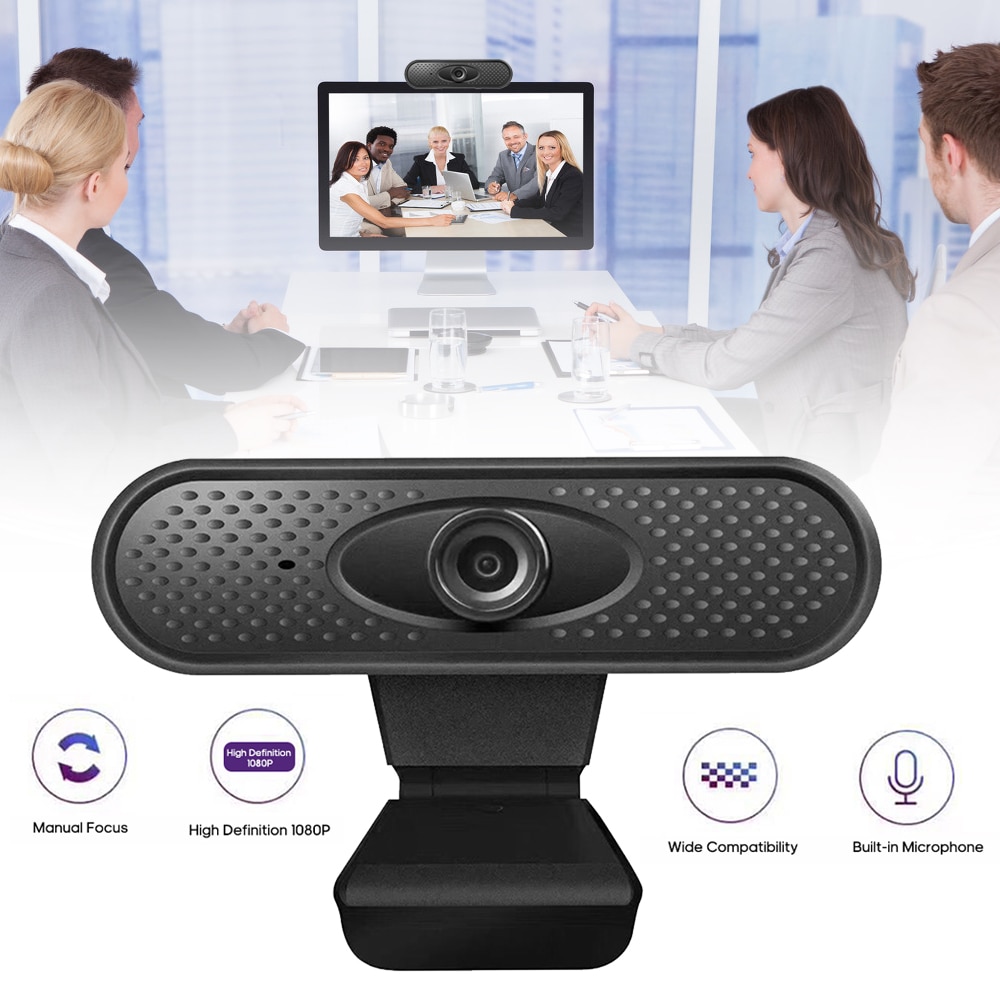 Full HD 1080P Webcam USB Pc Computer Camera with Microphone with Clip-on Base USB2.0 Web Cam for Laptop Computer PC