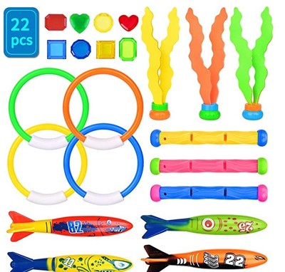 22 Teile/satz Tauchen Rakete Werfen Spielzeug Schwimmbad Tauchen Spiel Sommer Räuber Art Tauchen Stock Spielen Wasser Spielzeug Schlecht spielzeug: 22Stck einstellen