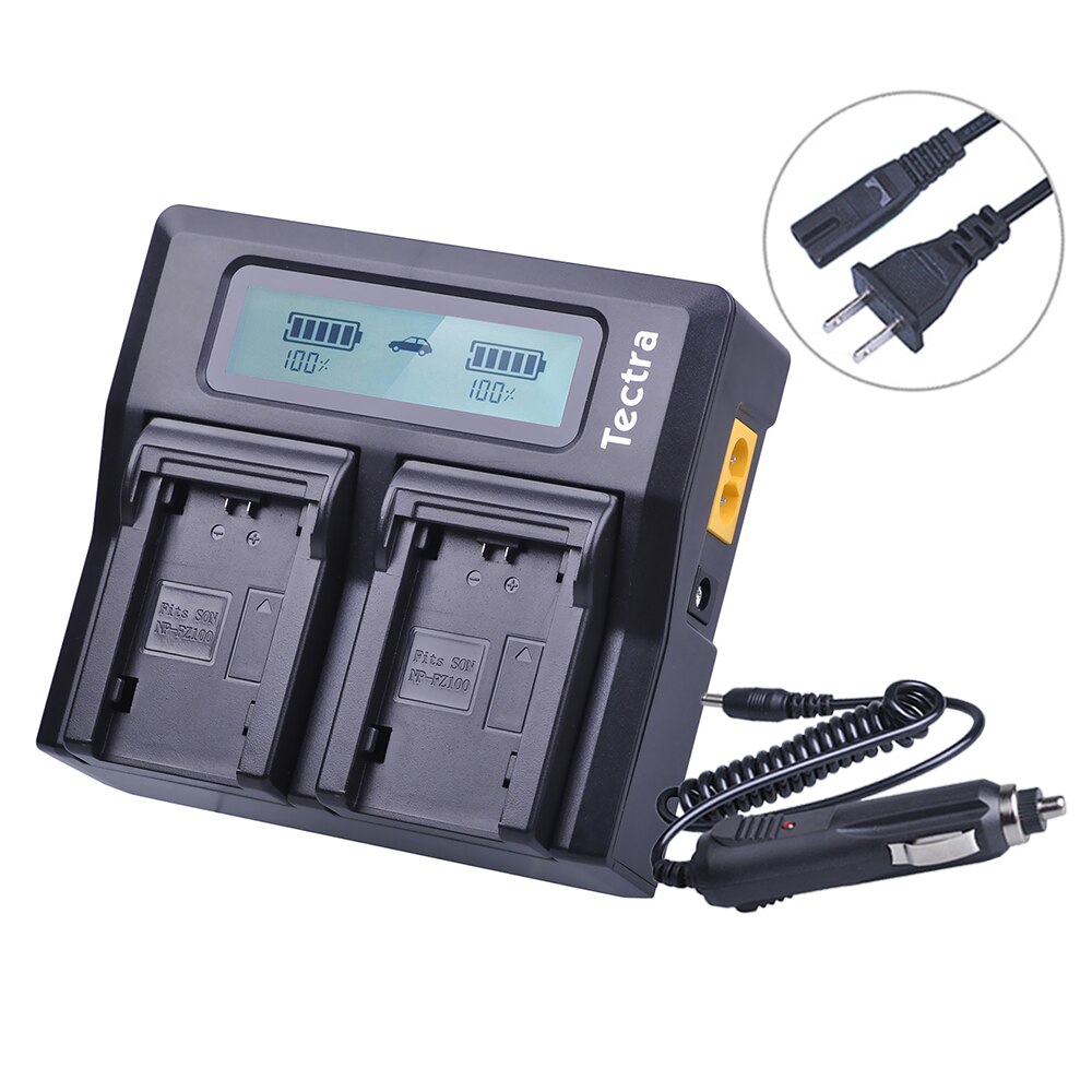 Tectra Np FZ100 NP-FZ100 NPFZ100 Ac Snelle Lcd Dual Charger Voor Sony ILCE-9, BC-QZ1, A7r3, A7RIII, ILCE-7RM3, A9R, 7RM3, Camera
