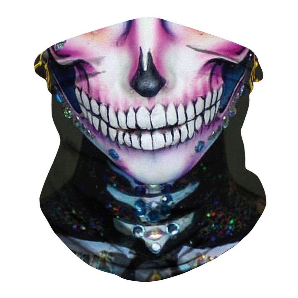 Unisex Skull Bandana Face Halloween Scarves Seamless Digital Print Neck Gaiter Tube Mask Unisex UV Sun Smooth Breathable scraf