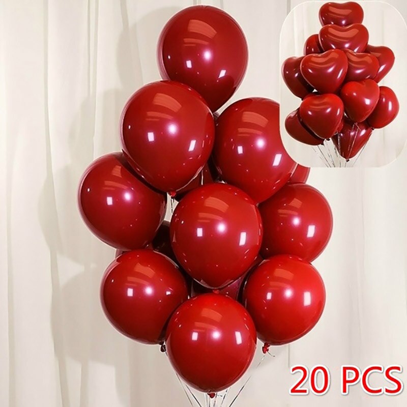 20 piezas globos en forma de corazón de 10 pulgadas, globos de látex para cumpleaños, decoraciones para de cumpleaños, para niños y adultos, globos de aniversario de boda