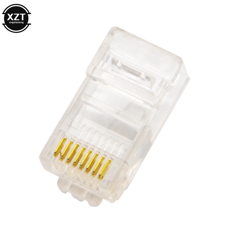 50 100 pcs Cat5 RJ45 RJ 45 Connector plug 8P8C Modular Ethernet Cable Head Plug Gold-plated Cat 5e Crimp Network