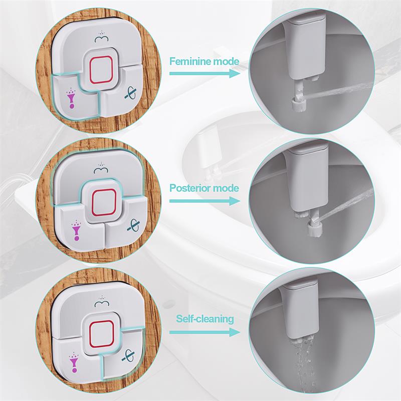 Bidet Befestigung Wc Sitz Ultra-dünne Nicht-elektrische Selbst-reinigung Dual Düsen frontal & Hinten Waschen für kalten Wasser-Holzmaserung