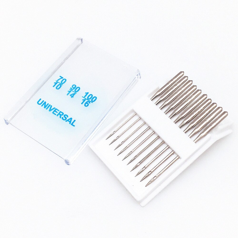 10Pcs/Set Home Sewing Machine Needles Ball Point Head 70/10 90/14 100/16 Jeans&amp;General Silver Stainless Steel Sewing Needles