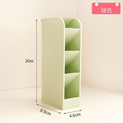 Large Capacity Desk Pen Holder Plastic Desk Organizer Pencil Makeup Storage Box Desktop Office Pen Pencil Holder Stand Case: small green