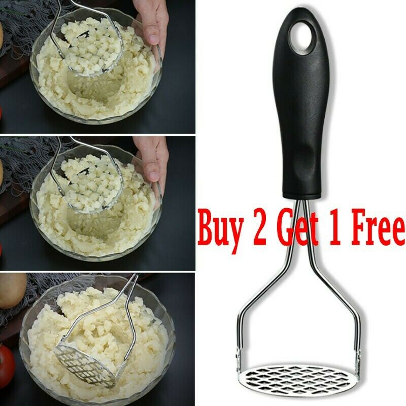 Potato Vegetable Masher Heavy Duty Kitchen Stainless Steel Metal Handle Home -UK