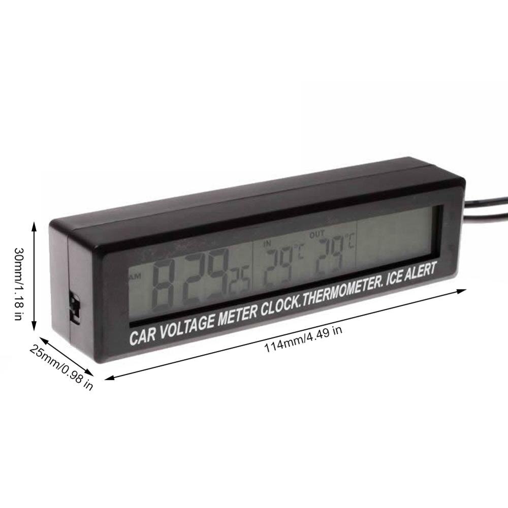 LED Vehicle Electronic Clock Internal and External Dual Temperature Vehicle Voltage Alarm Display