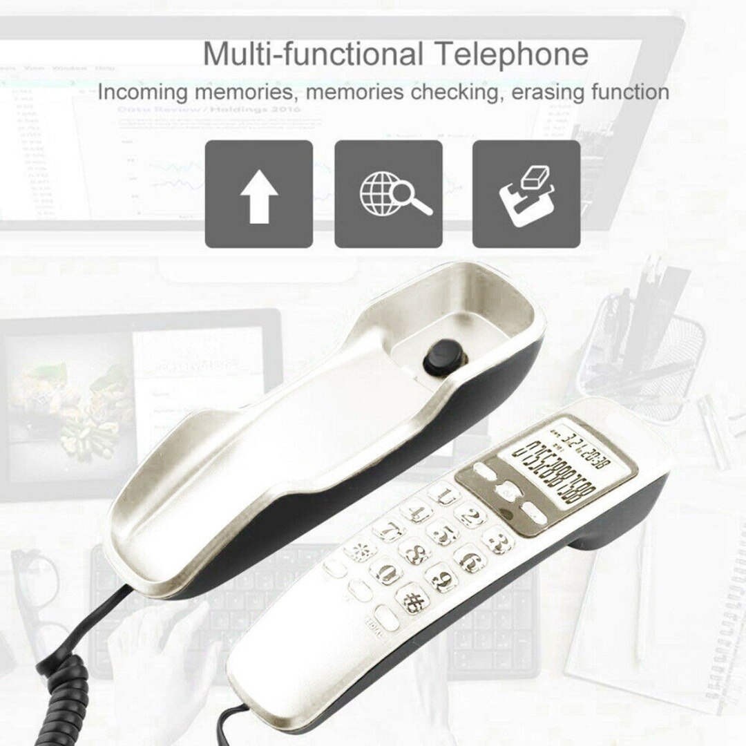 Mini telefon vægmonteret telefon dobbelt opkald vægmonteret telefon telefon desktop hjemmekontor kablet telefonopkald